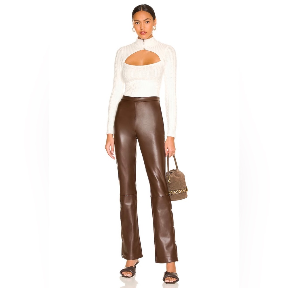 REVOLVE Superdown Paloma Buttoned Pant in Chocolate Brown Size Medium
